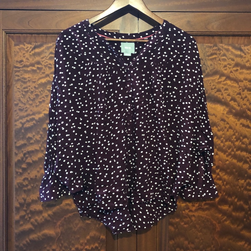 Maeve maroon polka dot blouse size medium